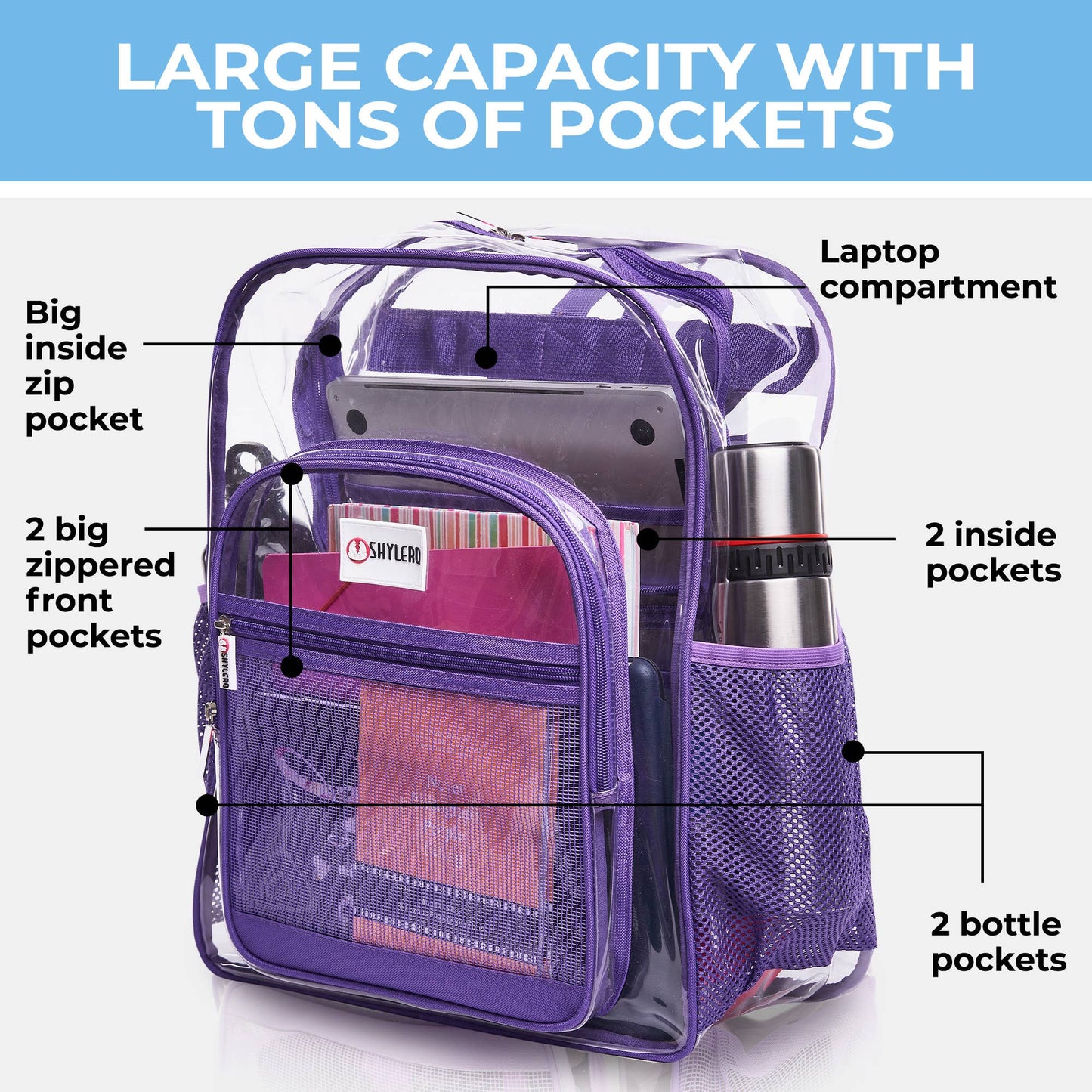 Purple Clear Backpack | Uniquely Claudia Boutique