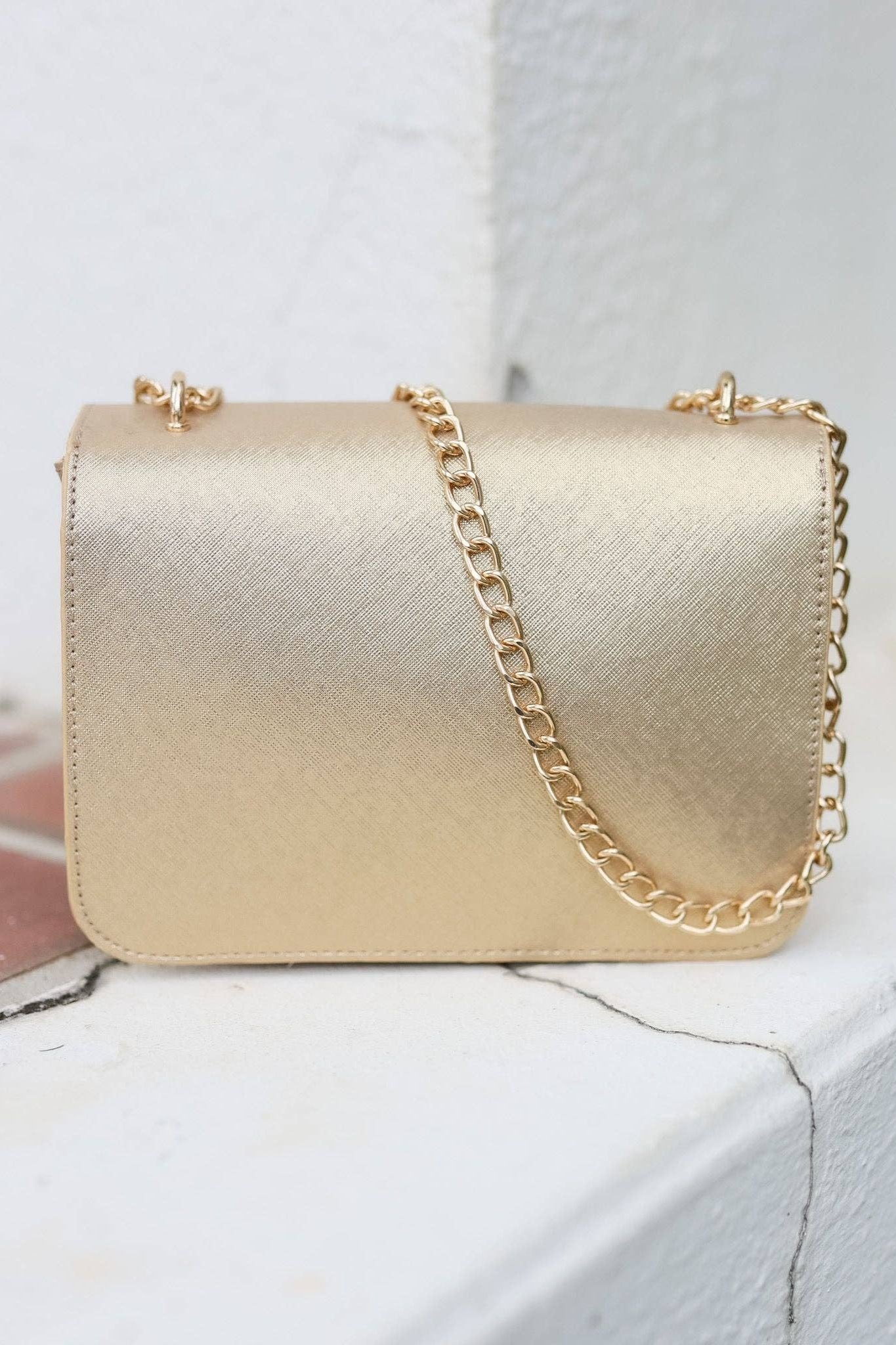 Rory Crossbody Gold Saffiano | Uniquely Claudia Boutique 