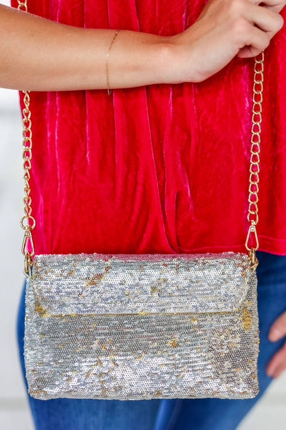 Shelby Silver and Gold Sequined Crossbody | Uniquely Claudia Boutique