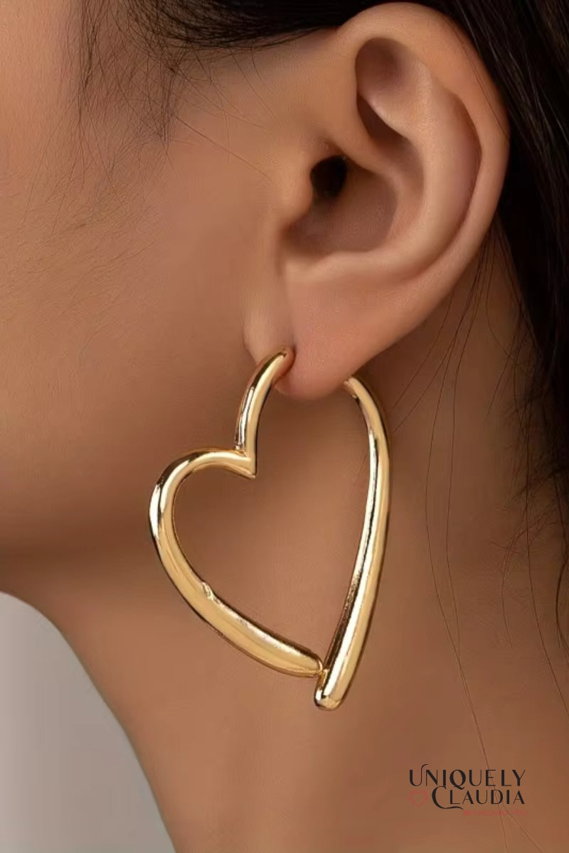 Split Heart Dangle Hoop Earrings