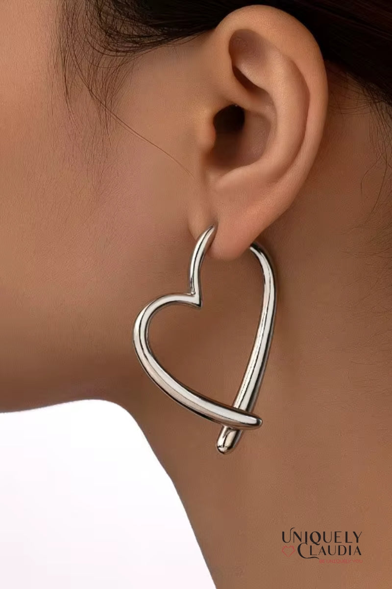 Split Heart Dangle Hoop Earrings