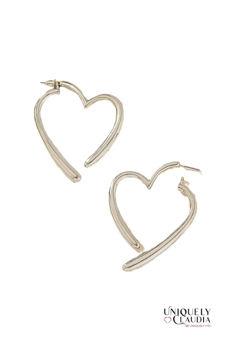 Split Heart Dangle Hoop Earrings