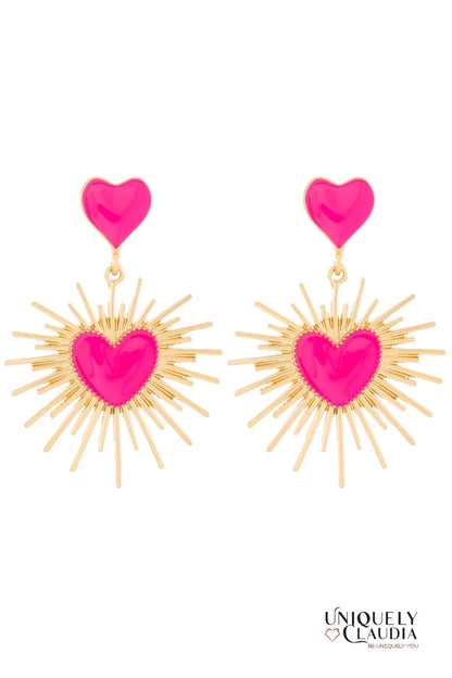 Sunburst Hearts Enamel Earrings | Uniquely Claudia Boutique