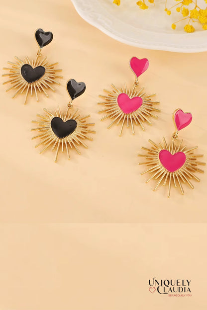 Sunburst Hearts Enamel Earrings | Uniquely Claudia Boutique