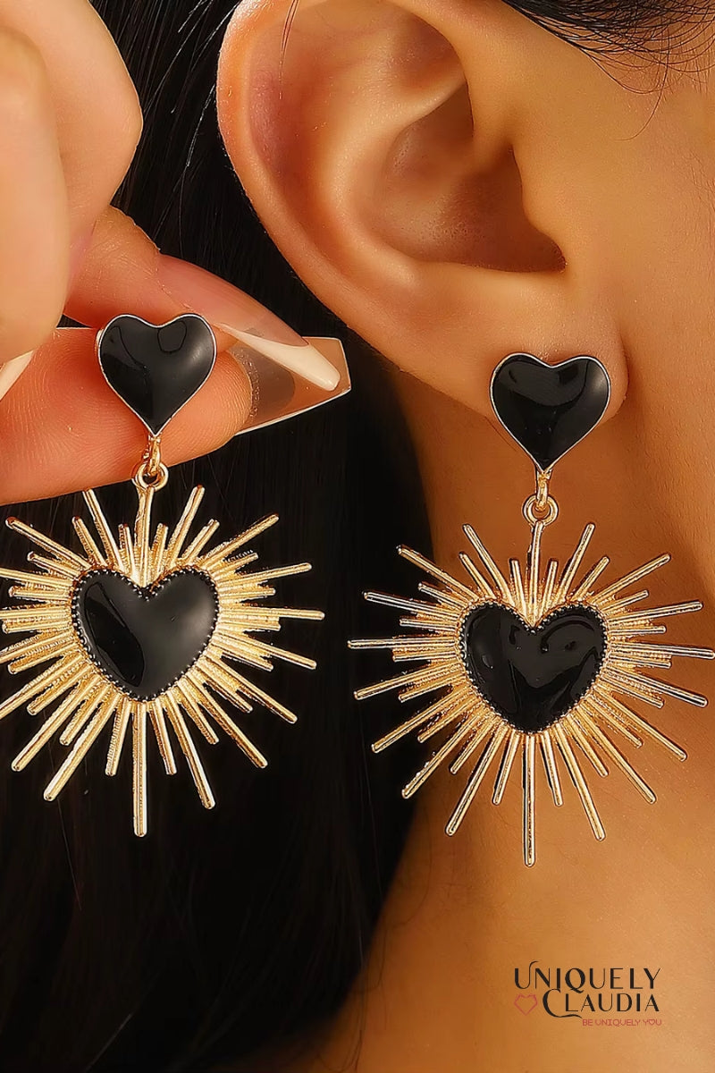 Sunburst Hearts Enamel Earrings | Uniquely Claudia Boutique