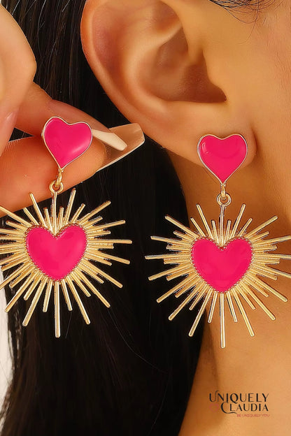 Sunburst Hearts Enamel Earrings | Uniquely Claudia Boutique