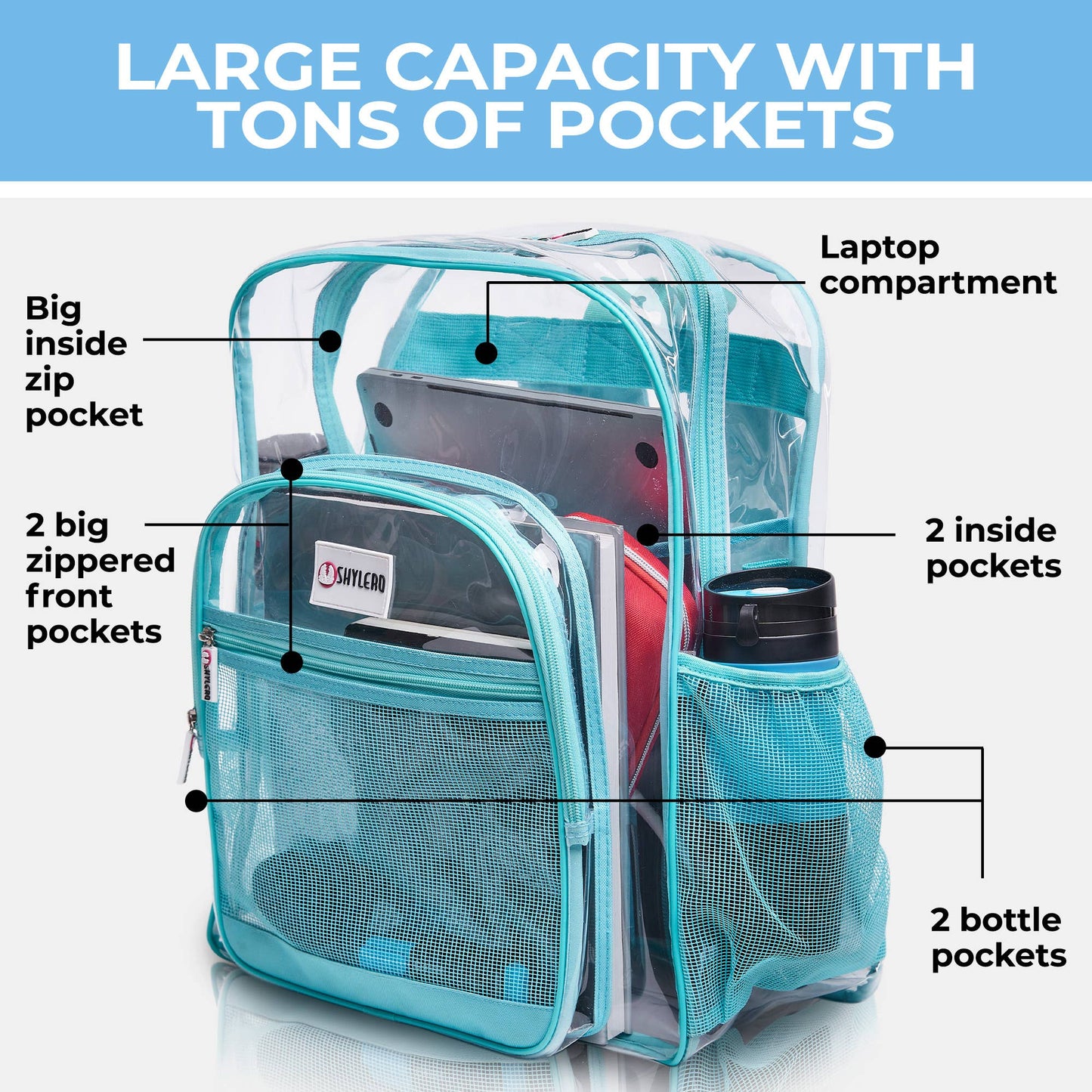 Turquoise Clear Backpack | Uniquely Claudia Boutique 