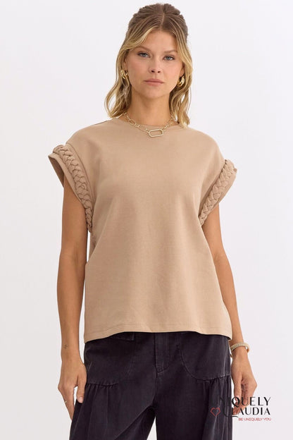 Vada Braided Detail Cap Sleeve Top | Uniquely Claudia Boutique