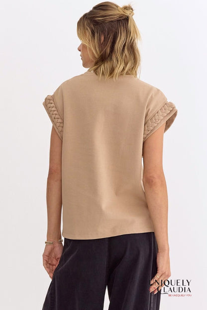 Vada Braided Detail Cap Sleeve Top | Uniquely Claudia Boutique