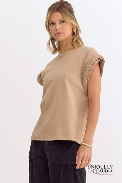 Vada Braided Detail Cap Sleeve Top | Uniquely Claudia Boutique