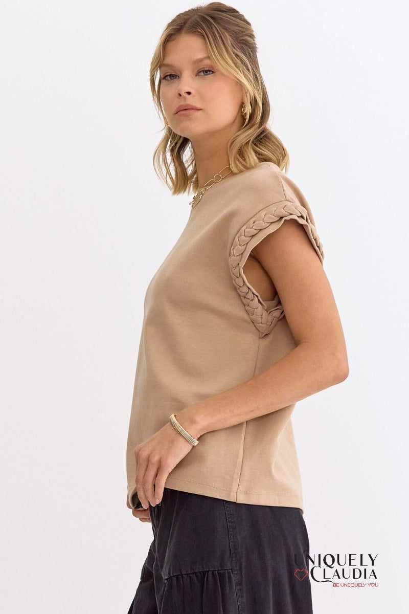 Vada Braided Detail Cap Sleeve Top | Uniquely Claudia Boutique