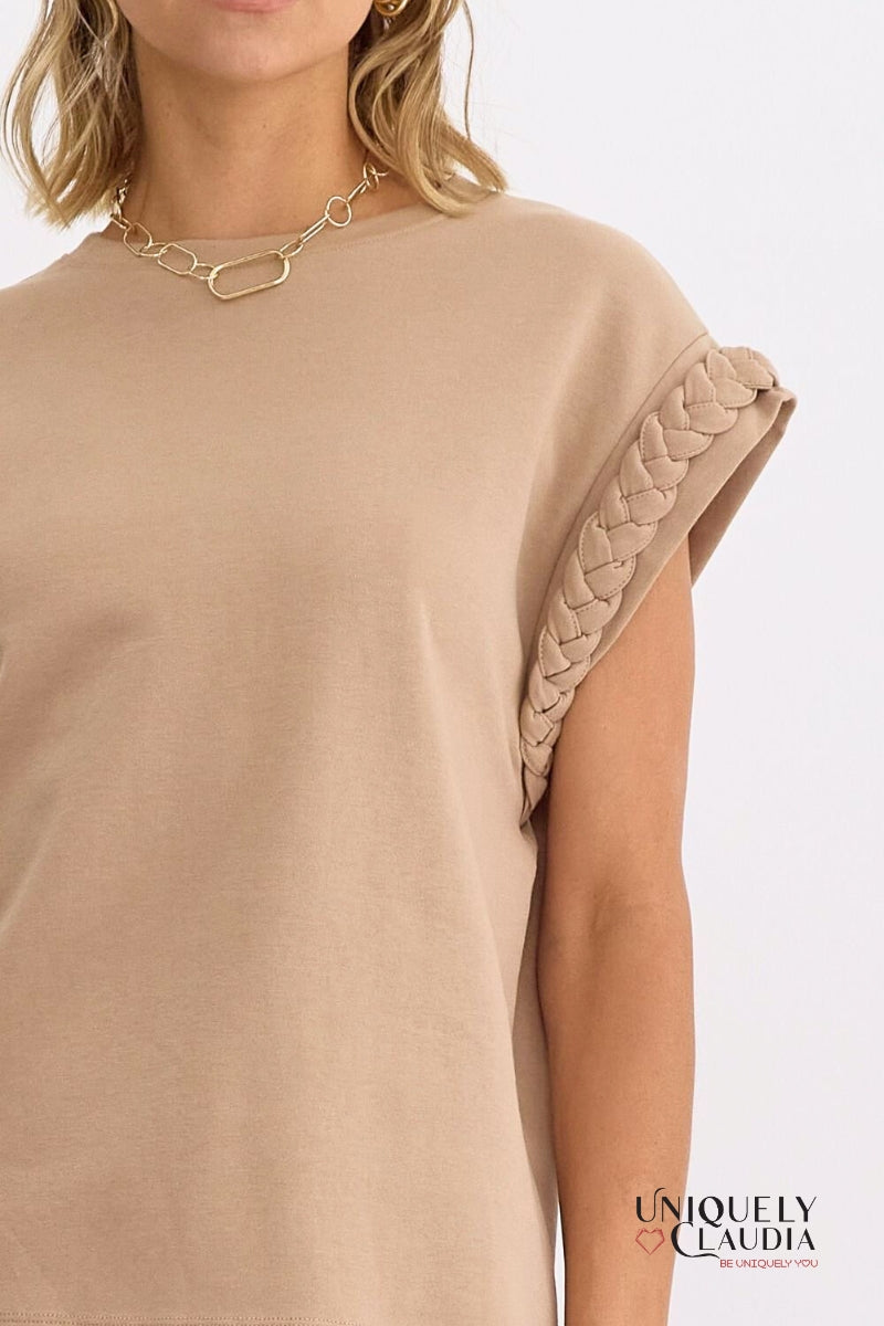 Vada Braided Detail Cap Sleeve Top | Uniquely Claudia Boutique