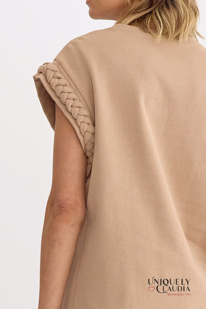 Vada Braided Detail Cap Sleeve Top | Uniquely Claudia Boutique