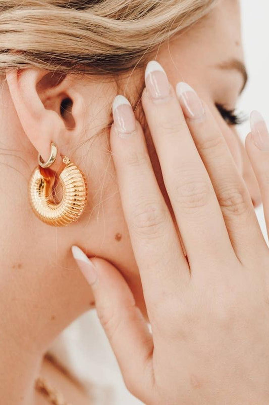 True Love Textured Hoop Waterproof Earrings