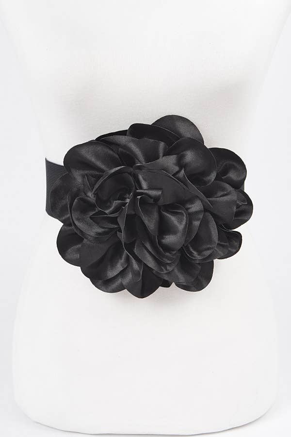 Satin Big Flower Elastic Belt