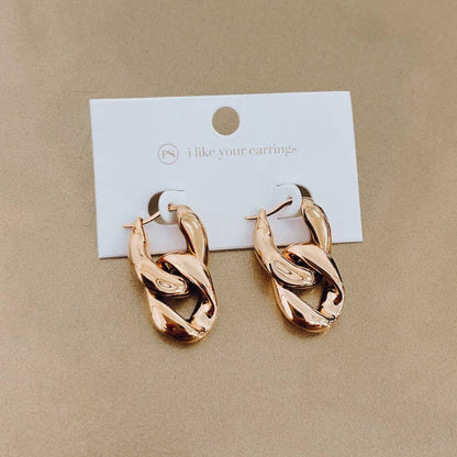 Urban Edge Gold Chain Link Waterproof Earrings