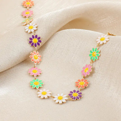 Daisy Flower Stainless Steel Choker Necklace