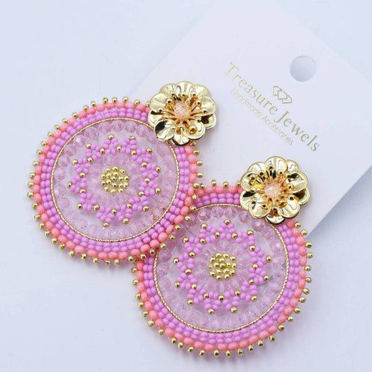 Eternal Pink Flower Earrings