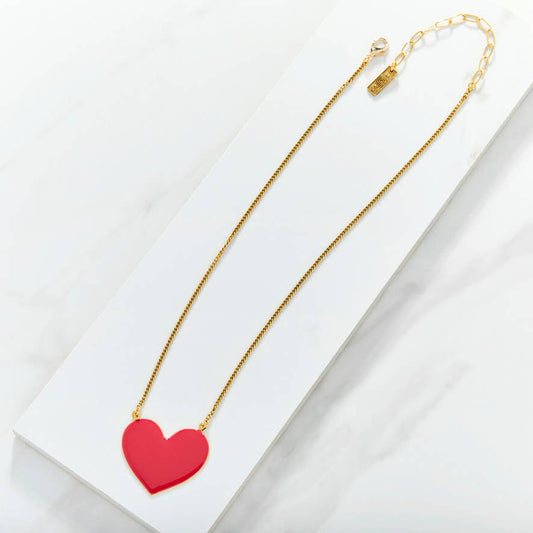 TOVA Fallin Red Heart Necklace