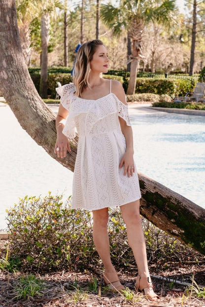 Women's Summer Dress | Christen Asymmetrical One-Shoulder White Lace Dress | Uniquely Claudia
