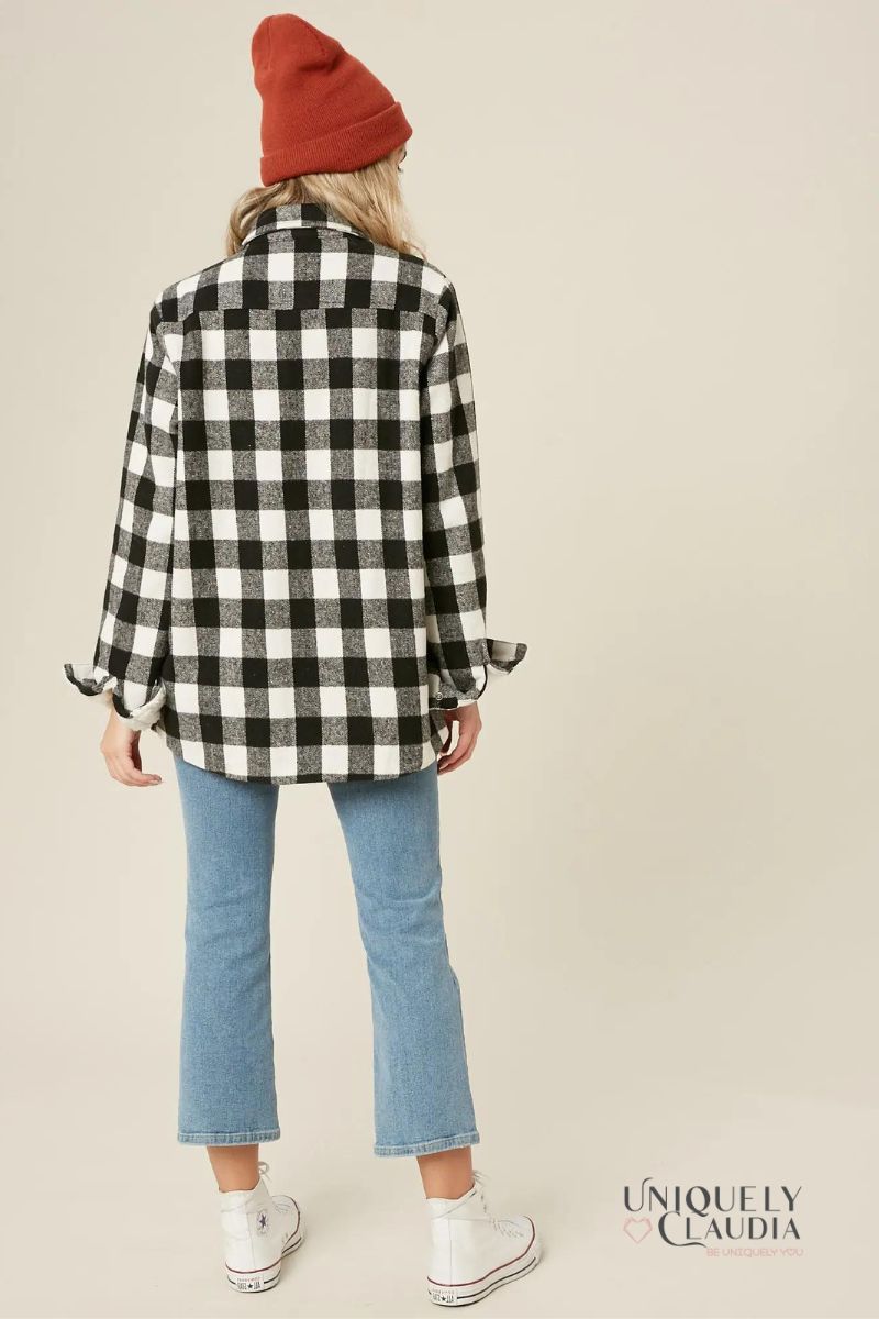 Cristal Plaid Sherpa Lined Shacket | UNIQUELY CLAUDIA Boutique