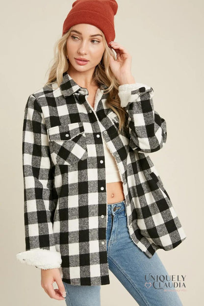 Cristal Plaid Sherpa Lined Shacket | UNIQUELY CLAUDIA Boutique