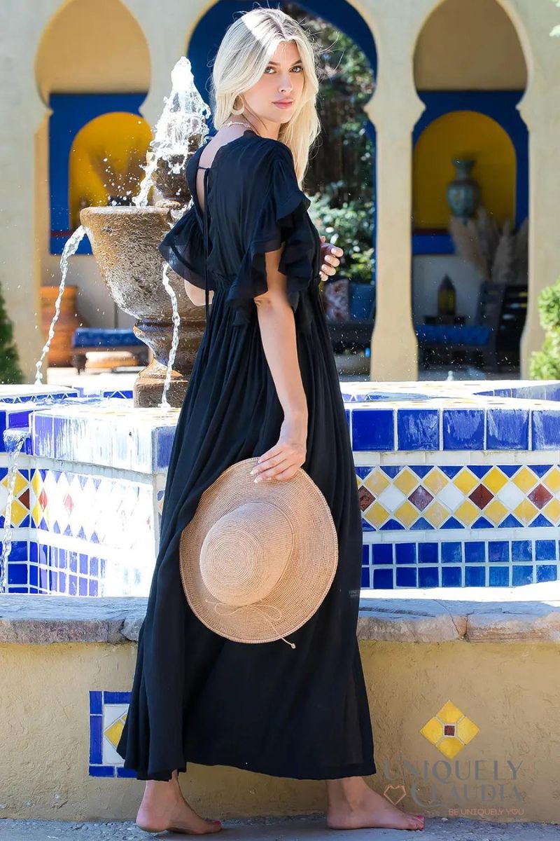 Your Majesty Black Asymmetrical Keyhole Maxi Dress – KCoutureBoutique