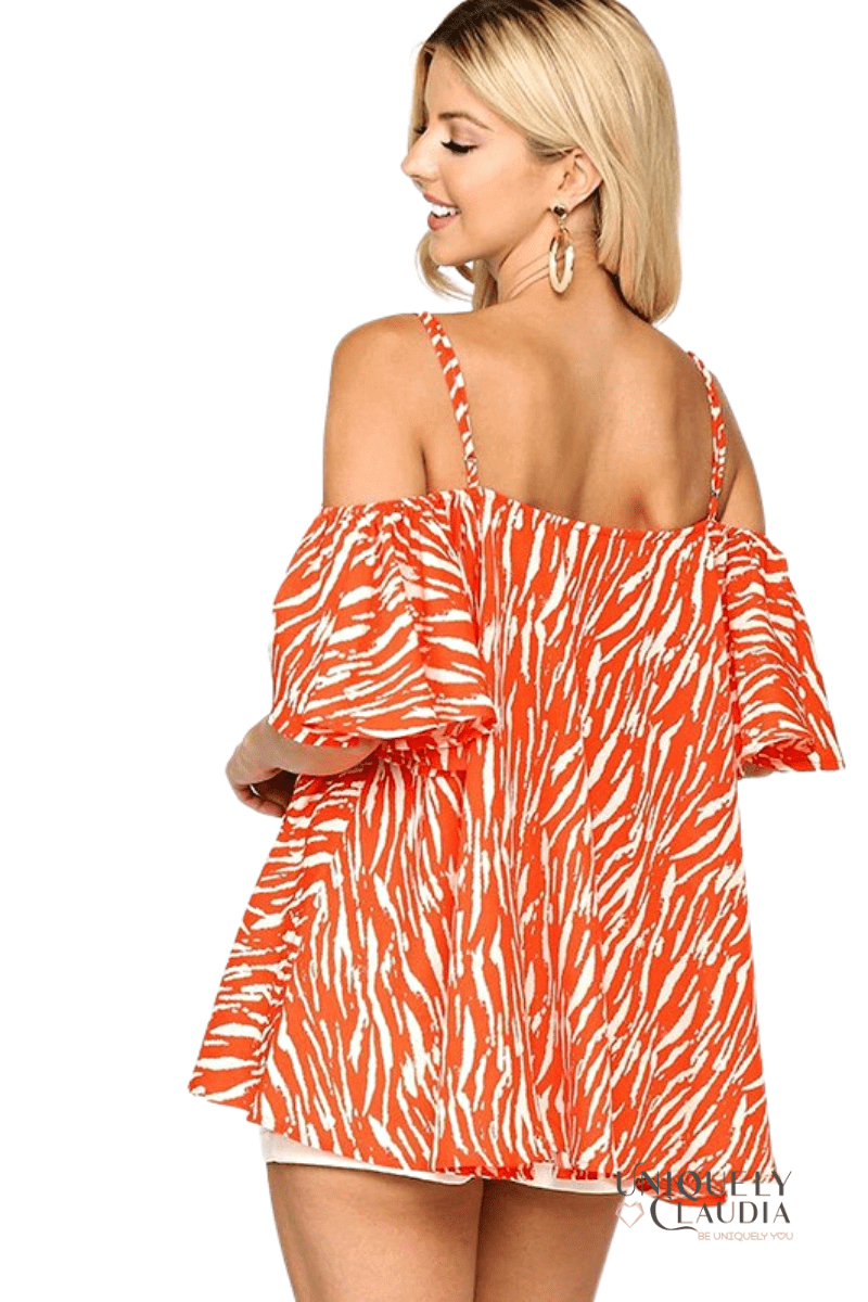 Clarissa Zebra Print Cold Shoulder Top - UNIQUELY CLAUDIA